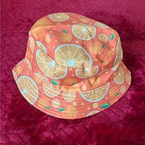 Orange Citrus Print Bucket Hat